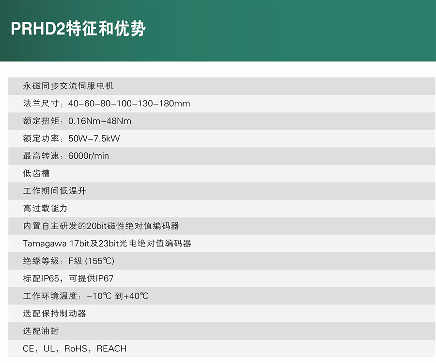 PRHD2系列 高性能永磁同步伺服電機